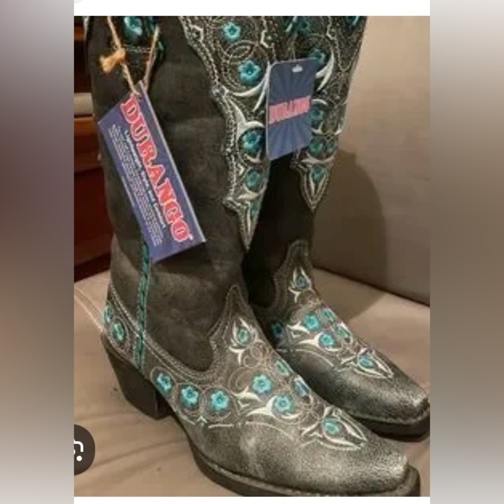 NEW!!! Durango Gray and Blue Western Boots, Size 8